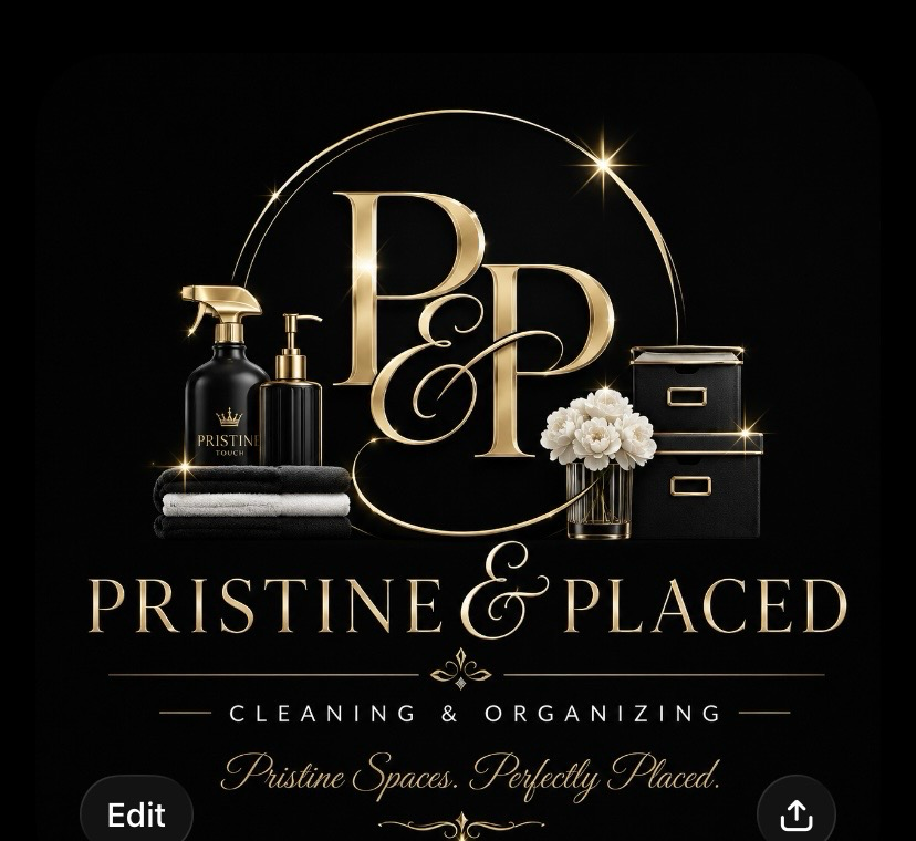 Original Pristine and Placed black and gold brand artwork